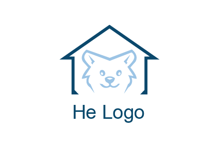 dog face inside house logo