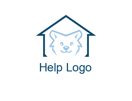 dog face inside house logo