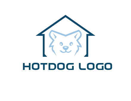 dog face inside house logo