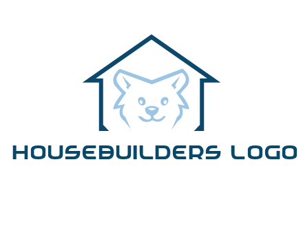 dog face inside house logo