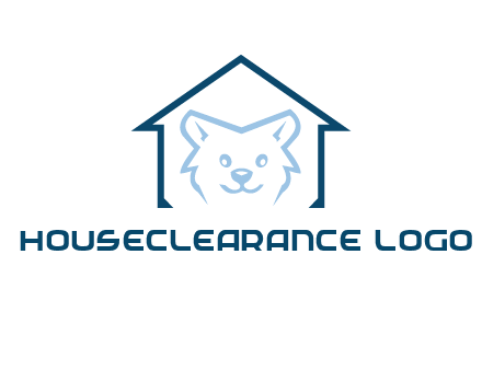 dog face inside house logo