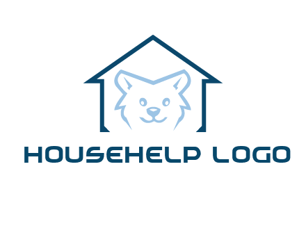 dog face inside house logo