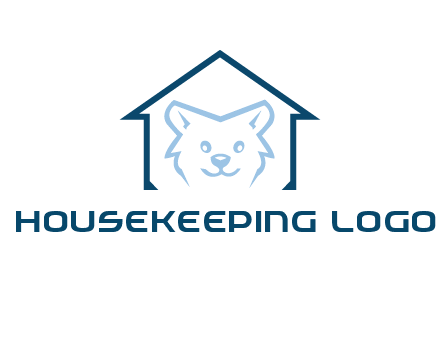 dog face inside house logo