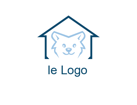 dog face inside house logo