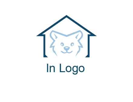 dog face inside house logo
