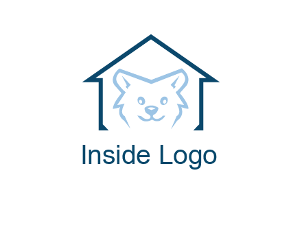 dog face inside house logo