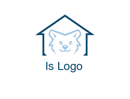 dog face inside house logo