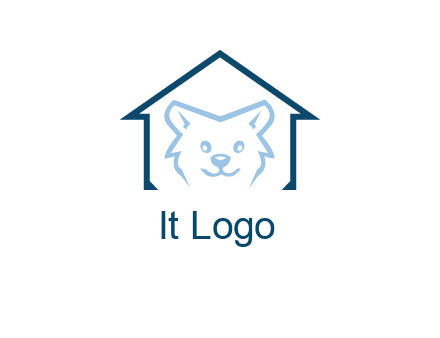 dog face inside house logo