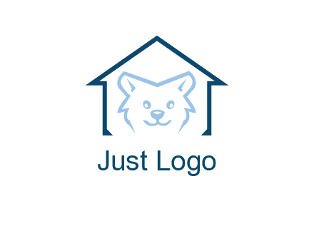 dog face inside house logo