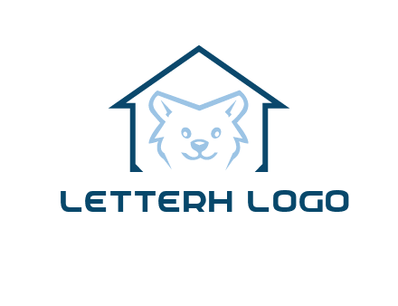 dog face inside house logo