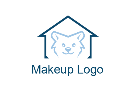dog face inside house logo