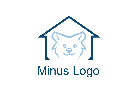 dog face inside house logo