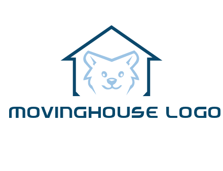 dog face inside house logo