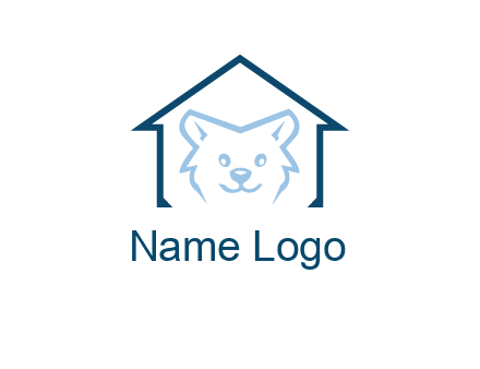 dog face inside house logo