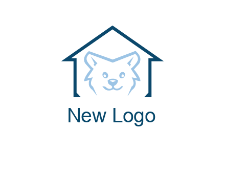 dog face inside house logo