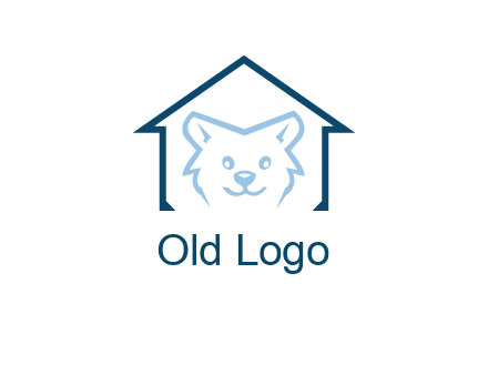 dog face inside house logo