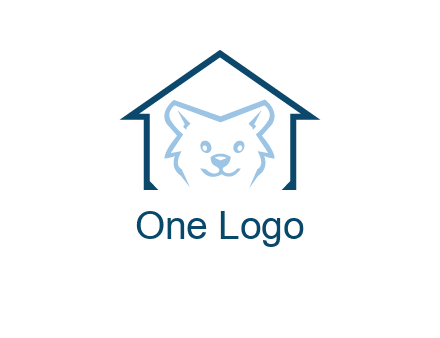 dog face inside house logo