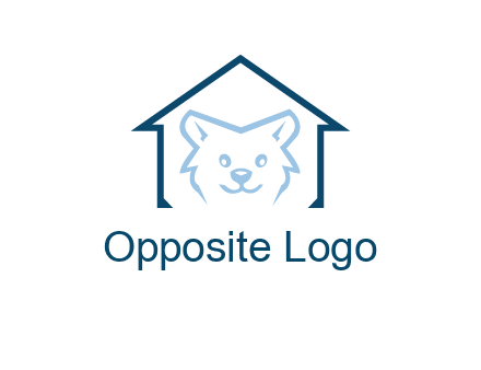 dog face inside house logo