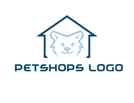 dog face inside house logo