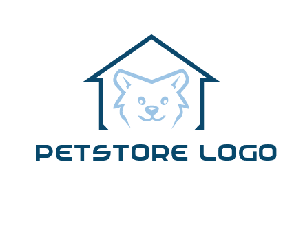 dog face inside house logo