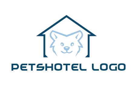 dog face inside house logo