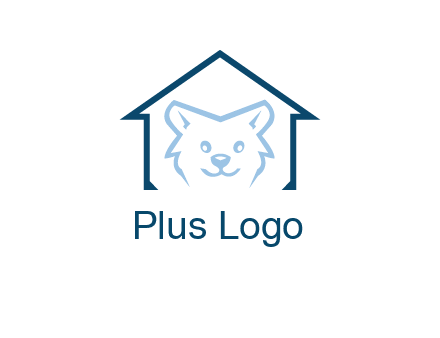 dog face inside house logo