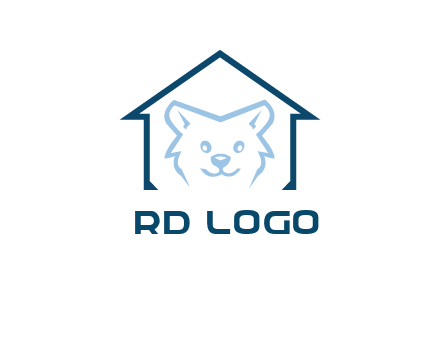 dog face inside house logo