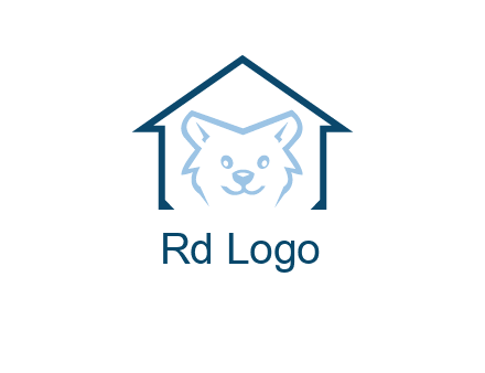 dog face inside house logo