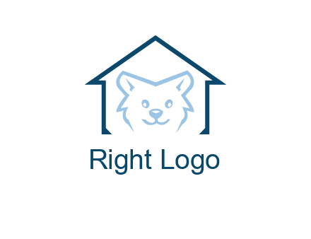 dog face inside house logo
