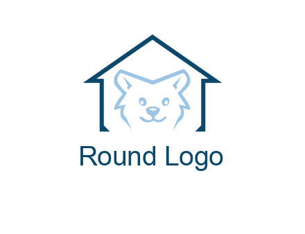 dog face inside house logo