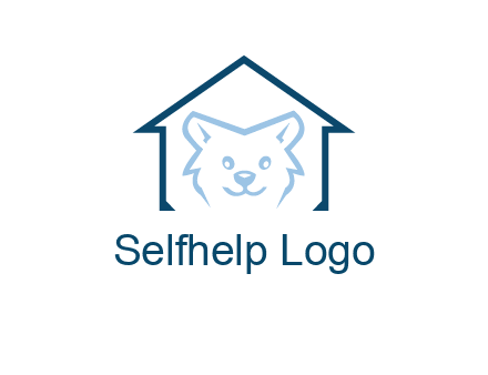 dog face inside house logo