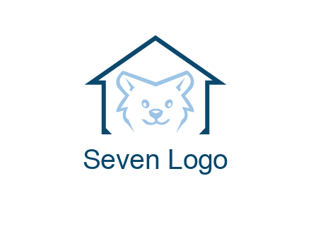 dog face inside house logo