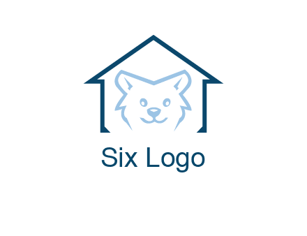 dog face inside house logo