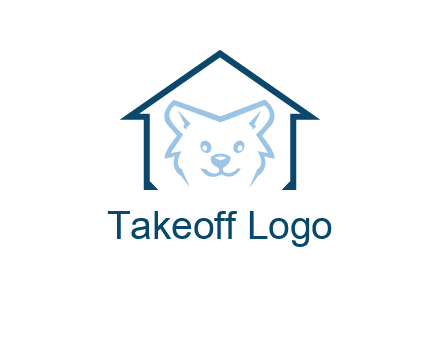 dog face inside house logo
