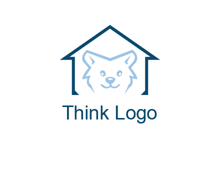 dog face inside house logo