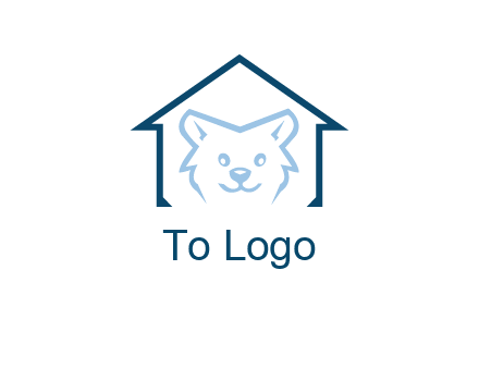 dog face inside house logo