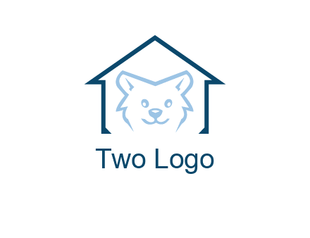 dog face inside house logo