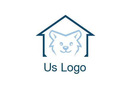 dog face inside house logo