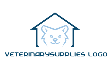 dog face inside house logo