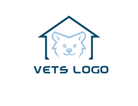 dog face inside house logo
