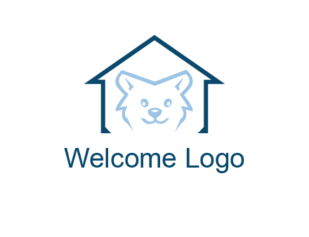 dog face inside house logo