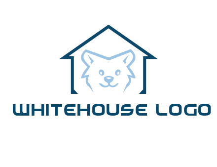 dog face inside house logo