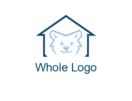 dog face inside house logo
