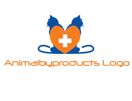 medical sign inside heart with two cats logo