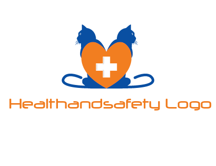 medical sign inside heart with two cats logo