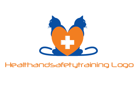 medical sign inside heart with two cats logo