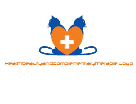 medical sign inside heart with two cats logo