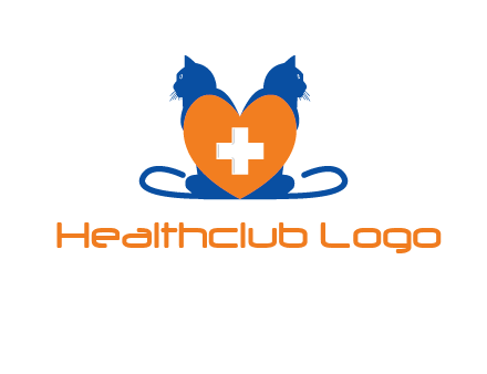 medical sign inside heart with two cats logo