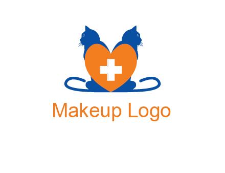 medical sign inside heart with two cats logo