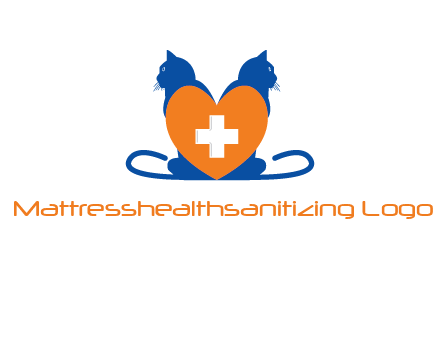 medical sign inside heart with two cats logo
